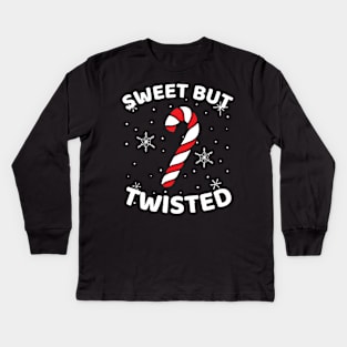 Christmas Candy Cane Sweet But Twisted Funny Christmas Xmas Kids Long Sleeve T-Shirt